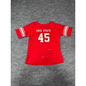 Vtg 70s Ohio State Buckeyes #45 Football Jersey T-Shirt Single Stitch Red Sz M-L